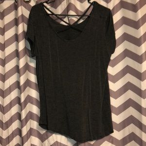Dark grey criss-cross tee